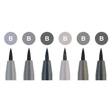 Sada štětcových fixů Faber-Castell Pitt Artist Pen - Shades of Grey (6 barev)
