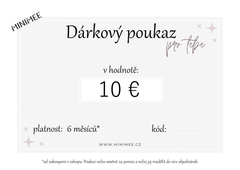 Dárkový poukaz 10 EUR - do emailu