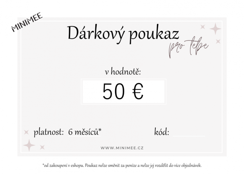 Dárkový poukaz 50 EUR - do emailu