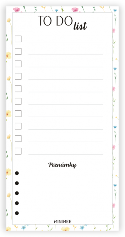 Trhací blok - TO DO LIST 90x180mm - luční kvítí