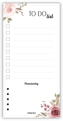 Trhací blok - TO DO LIST 90x180mm - růže